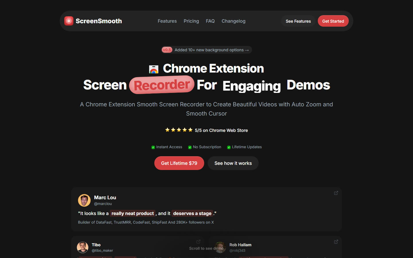 The ScreenSmooth homepage